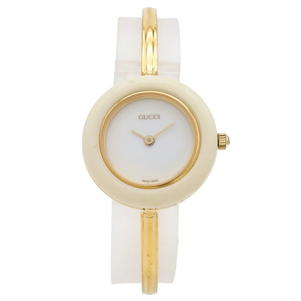 GUCCI Gucci Change Bezel White Dial GP Ladies Quartz Watch 11 12.2